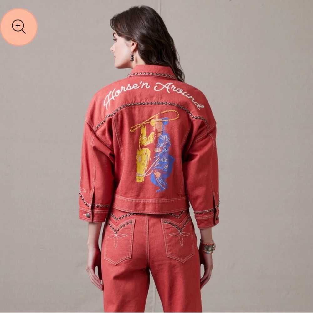 Double D Ranch Horse'n Around Red Studded Jacket - Picture 8 of 9